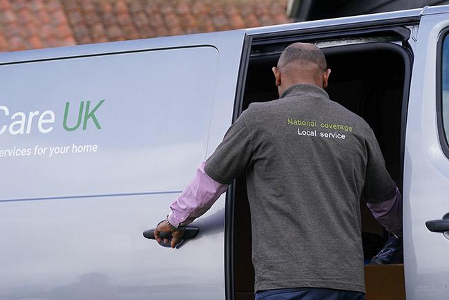 Heat Care UK engineer opening van